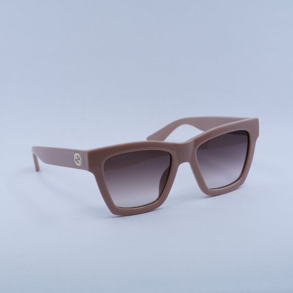 Gucci GG1714S 005 Sunglasses Cloud Rose Square Frame, Brown Gradient Lenses